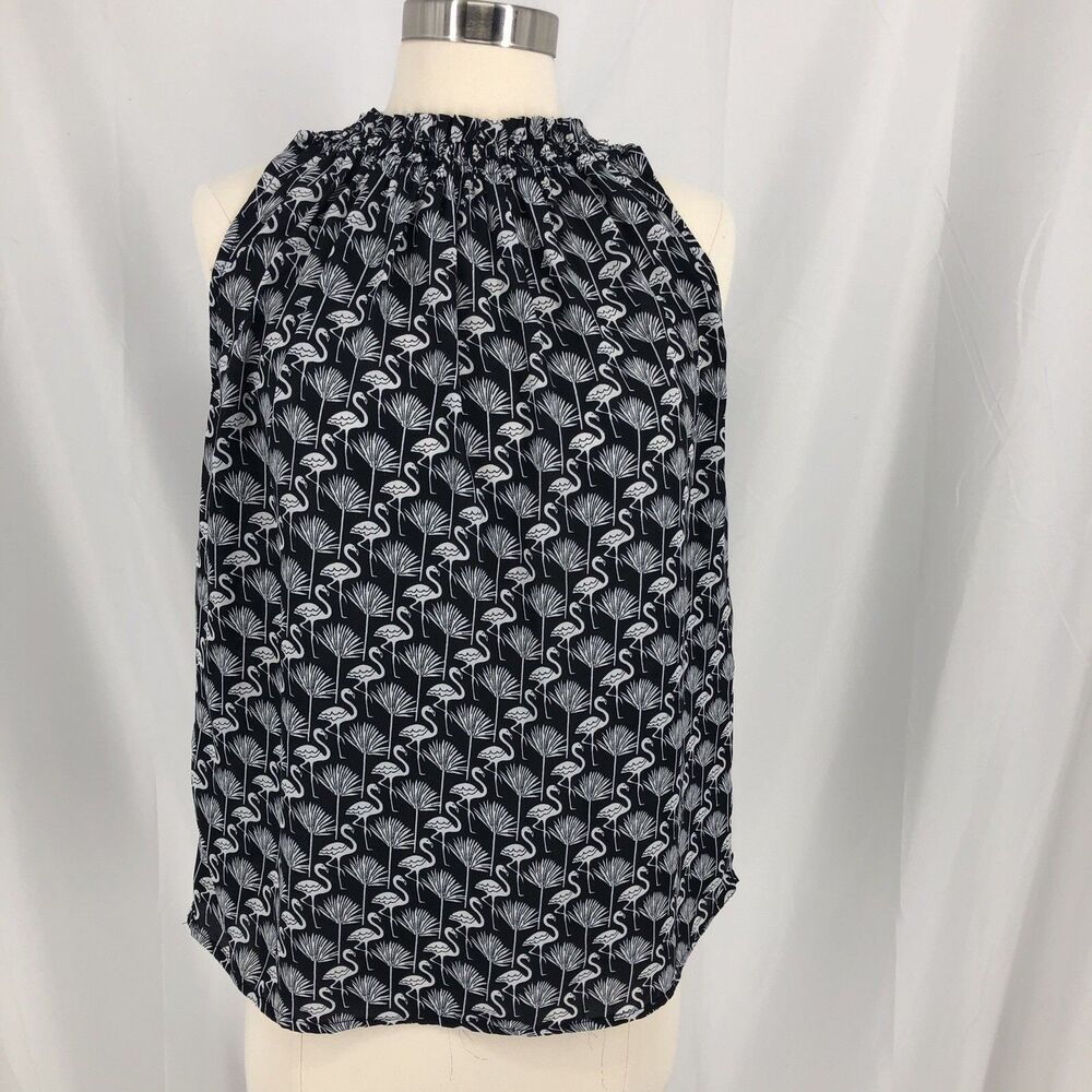 Catherine Malandrino Black & White Flamingo Palm Print Tank Top Size XS